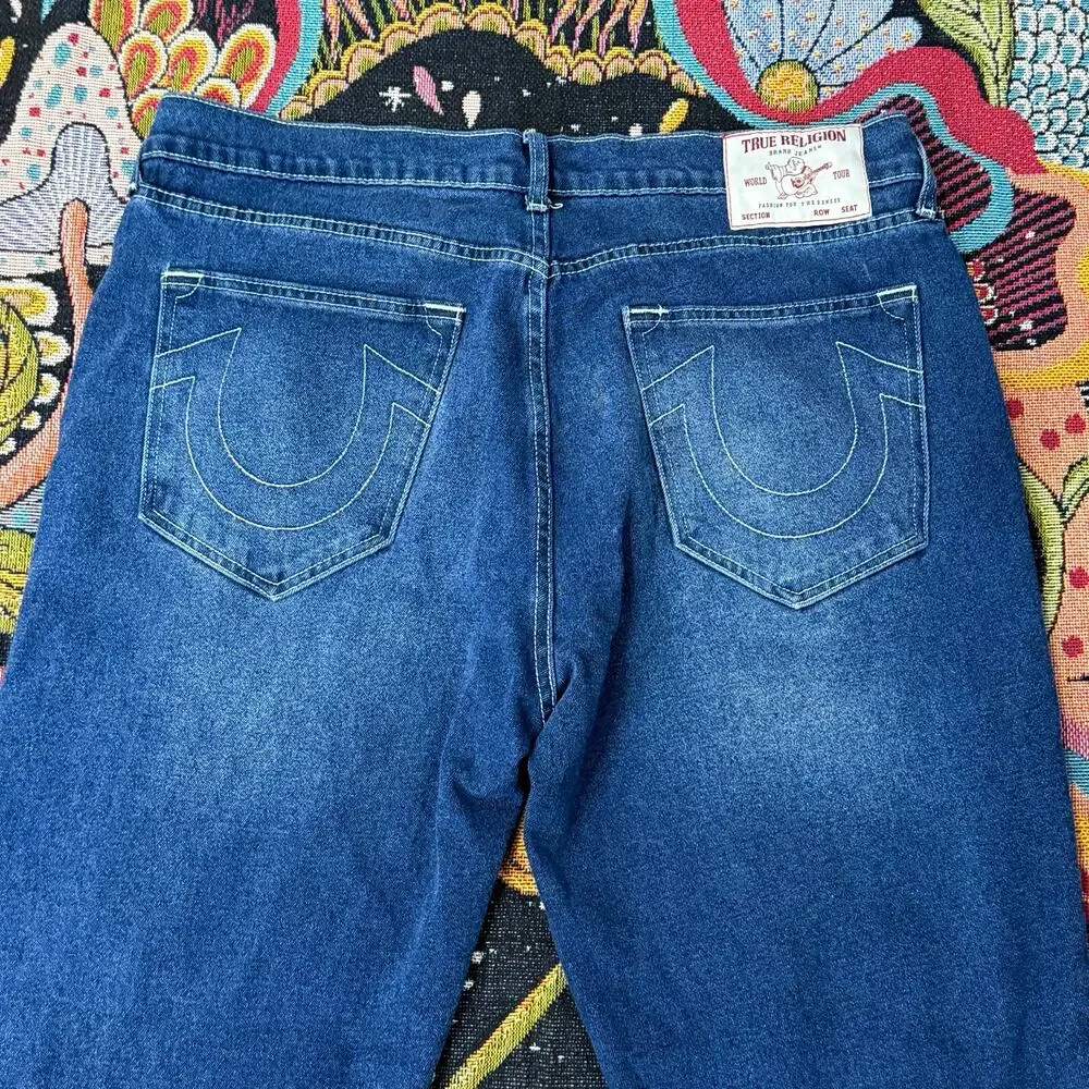 True Religion Bobby Relaxed Baggy Mens Denim Blue Jeans Size 36 38 x 31